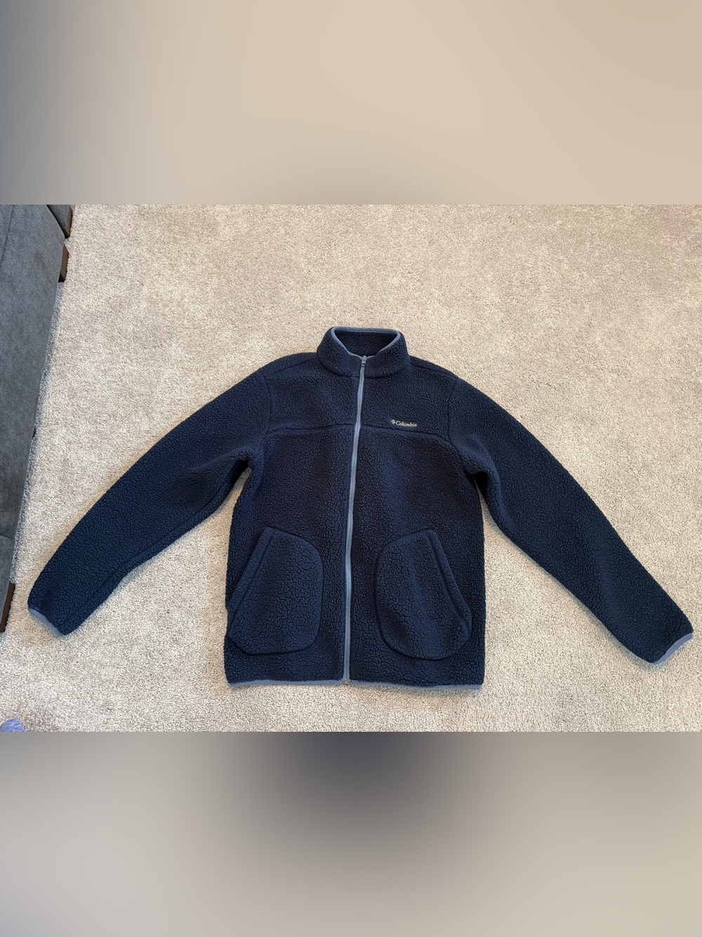Columbia fuzzy coat, navy blue women’s size M!